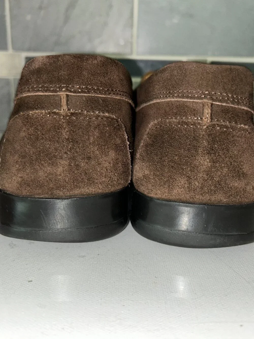 Barneys New York Men's 10.5 Brown Sued Penny Loafers style 2241